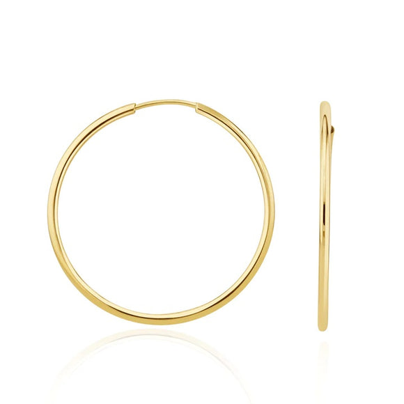 Hoops 9ct Gold Sleeper Large 42 x 1.5mm