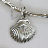 Scallop Shell Sterling Silver Hammered Bangle