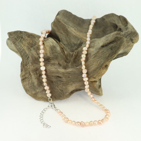 Fresh Water Baroque Pearl Necklace 3-4mm Pink