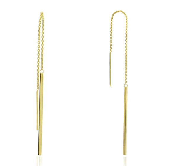 Earring 9ct Gold Pull Through with Bar 40mm
