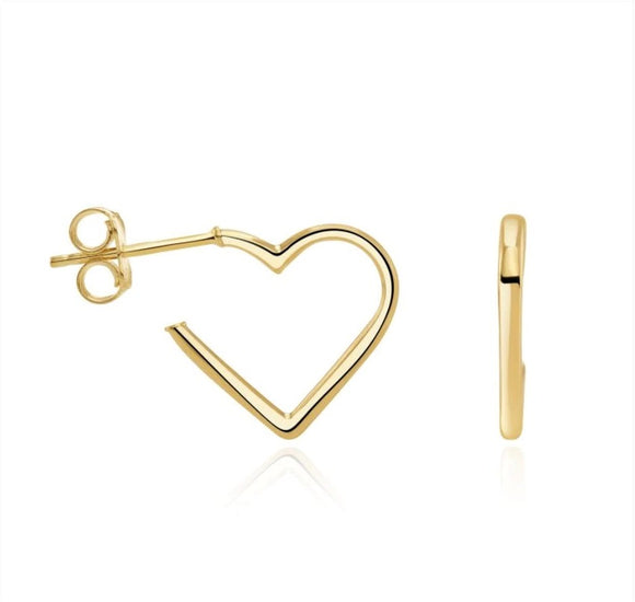 Earring/Hoops 9ct Gold Rounded Heart Stud Back 15x15x1.5mm