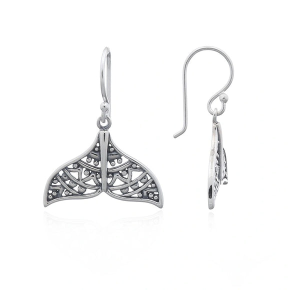 Earrings Sterling Silver Patterned Whale Tail