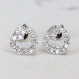 Studs Sterling Silver Heart Halo with Cubic Zirconia