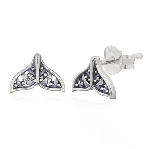 Studs Sterling Silver Patterned Whale Tail