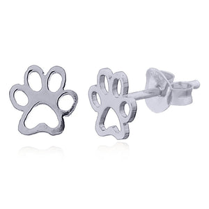 Studs Sterling Silver Paw Outline