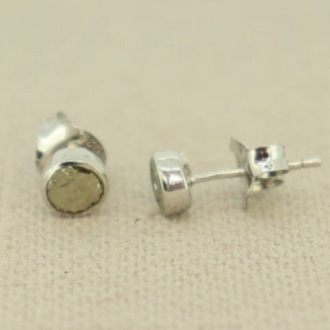 Studs Sterling Silver Rough Pyrite