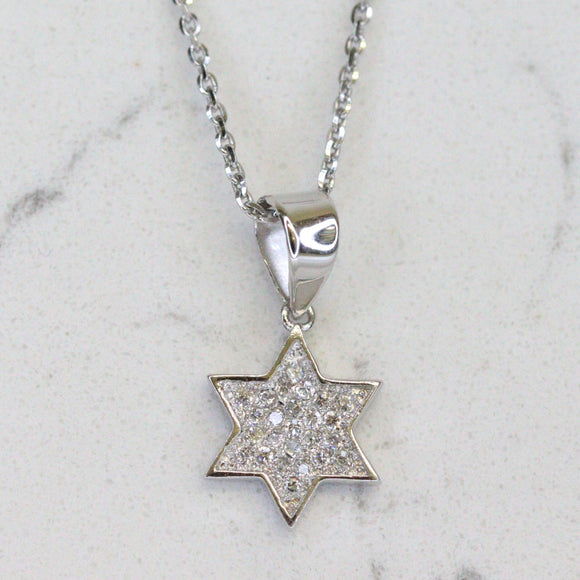 Pendant Sterling Silver & Cubic Zirconia Star Including Chain