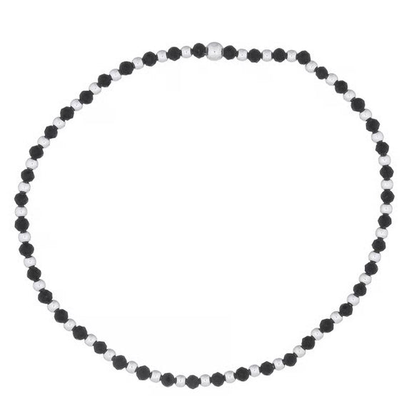 Bracelet on Elastic Natural Black Onyx