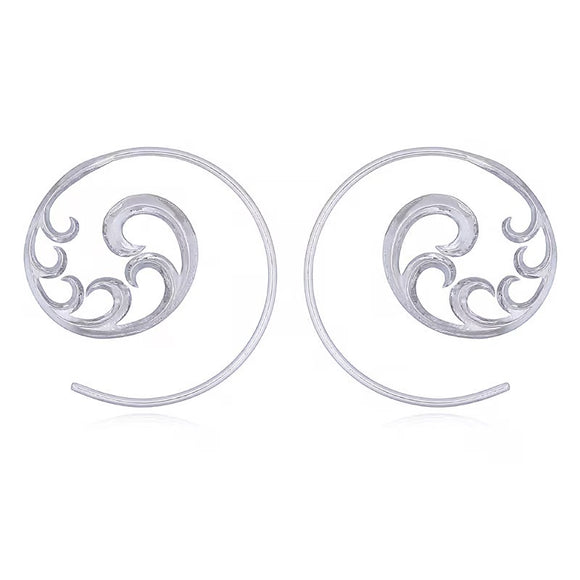 Earrings Sterling Silver Ripple Wave Feed through