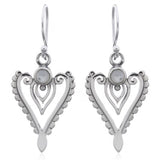 Earring Drop Sterling Silver Intricate Heart (3 Colours)