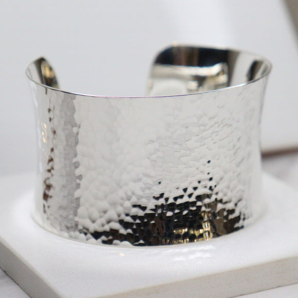 Cuff Sterling Silver Wide 40mm Hammered