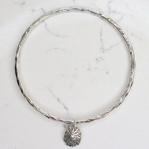Limpet Shell Sterling Silver Hammered Bangle