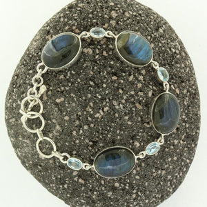 Bracelet Sterling Silver Labradorite & Blue Topaz