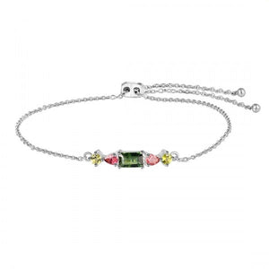 Sterling Silver and Tourmaline Draw Chain Bracelet