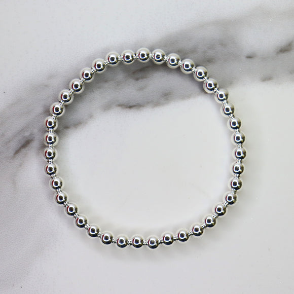 Bracelet Sterling Silver 5 mm Bead Ball (2 sizes)
