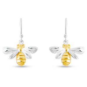 Earrings Sterling Silver & Gold Plated Honey Bee