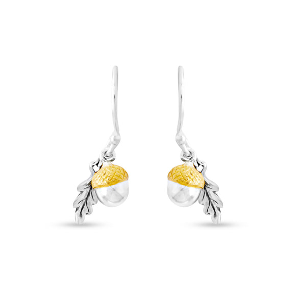 Earring Sterling Silver and Gold Acorn