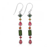 Sterling Silver and Multi-Coloured Tourmaline Drop Earrings