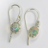 Earring Drop Sterling Silver & Opal Oval Crown