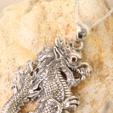 Pendant Sterling Silver Dragon with Garnet Eye Limited edition Designed by us