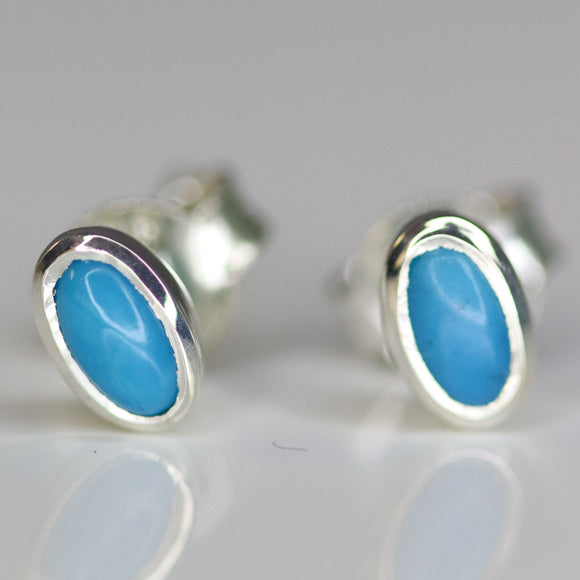 Studs Sterling Silver Oval Turquoise