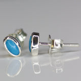 Studs Sterling Silver Oval Turquoise