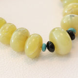 Yellow Opal, Turquoise, Onyx & Sterling Silver Bead Necklace