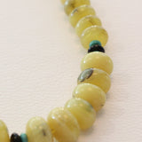 Yellow Opal, Turquoise, Onyx & Sterling Silver Bead Necklace