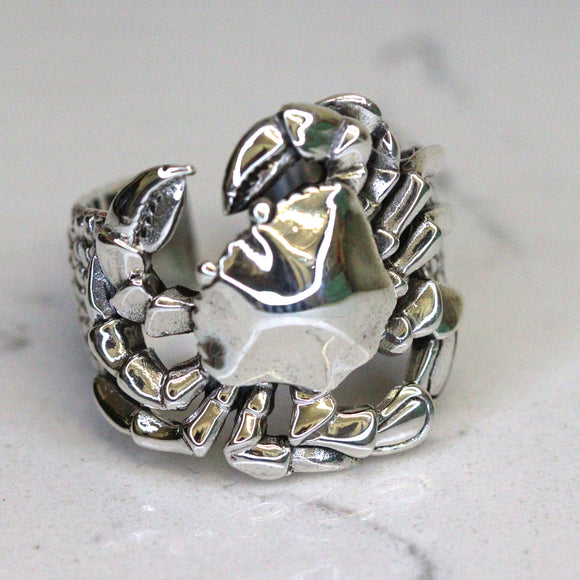 Sterling Silver Adjustable Crab Ring