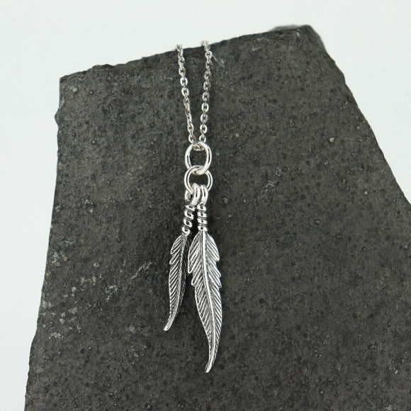 Pendant Sterling Silver Double Feather