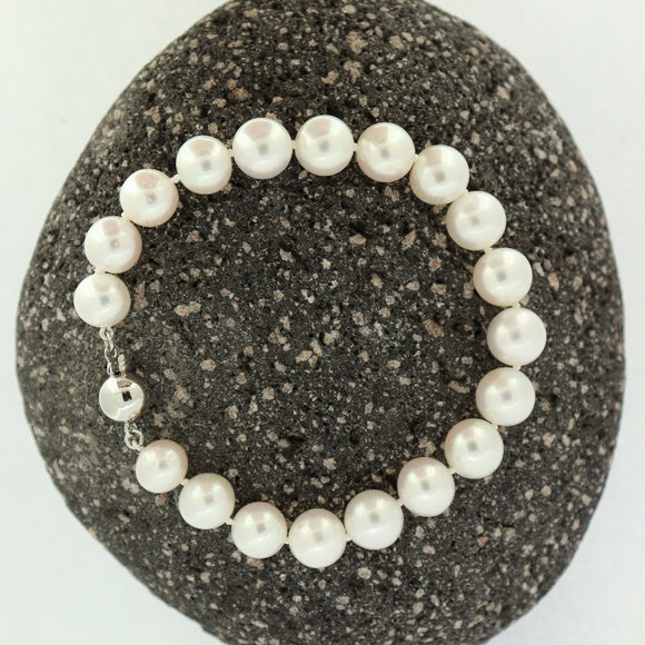 Bracelet Fresh Water Pearls Grade A Round 9-10 mm White