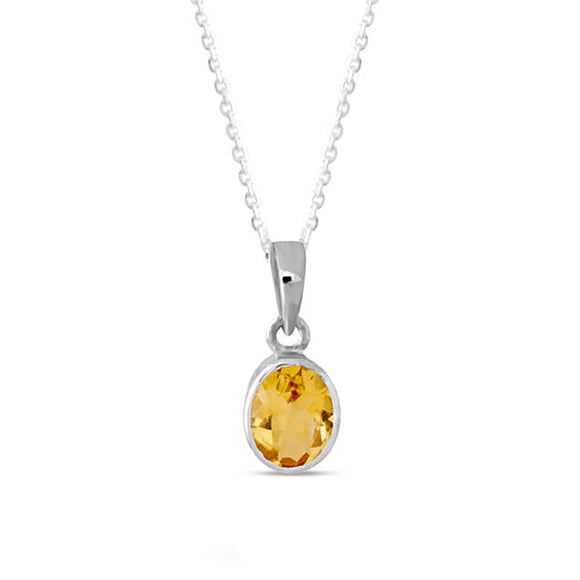 Pendant Sterling Silver Citrine Oval 10 x 8mm