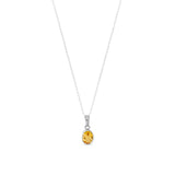 Pendant Sterling Silver Citrine Oval 10 x 8mm