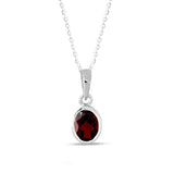 Pendant Sterling Silver Garnet Oval Faceted 10 x 8mm