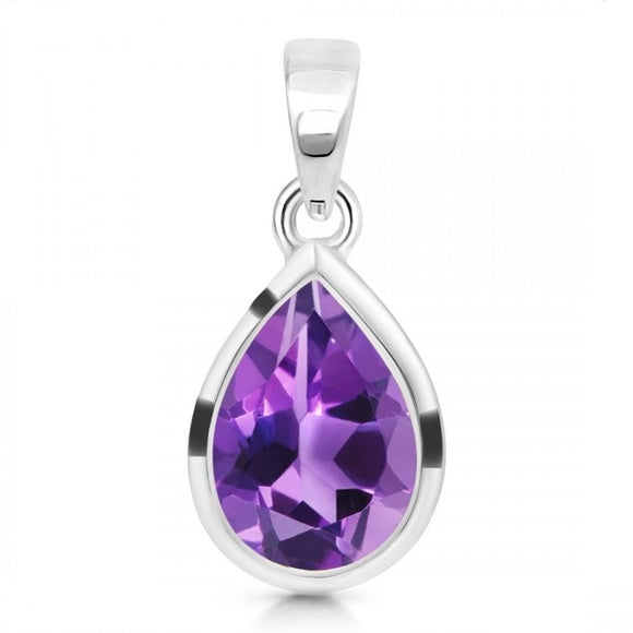 Sterling Silver and Amethyst Rain Drop Pendant