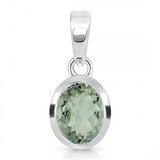 Sterling Silver and Green Amethyst Oval Pendant