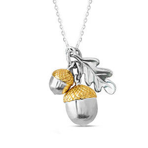 Pendant Stirling Silver and Gold Plated Acorn Twin