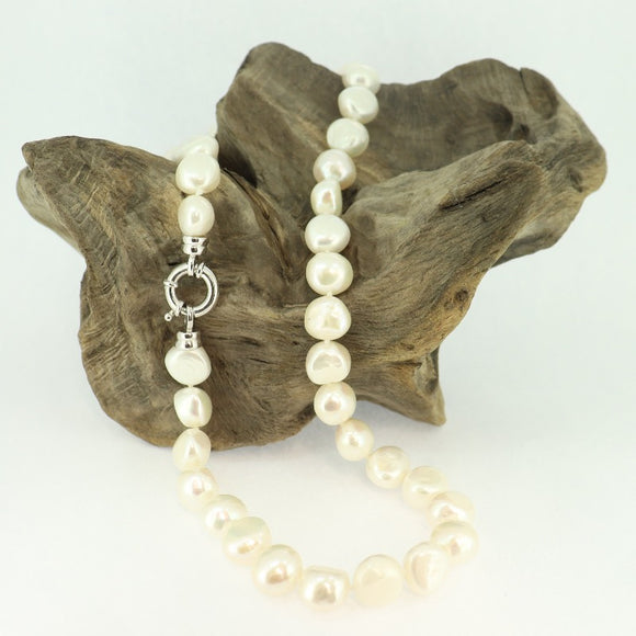 Fresh Water Baroque Pearl Necklace 10-11mm White 17 Inches