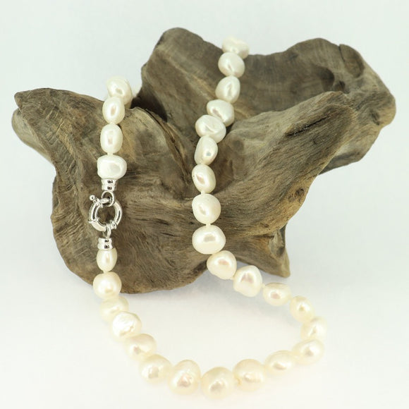 Fresh Water Baroque Pearl Necklace 10-11mm White 18 Inches