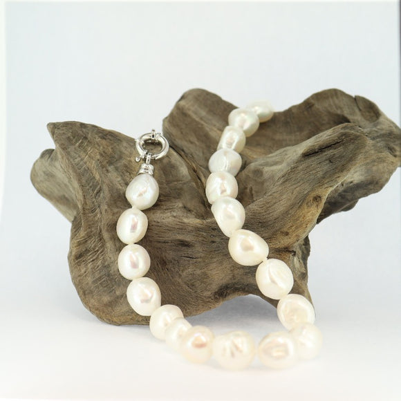 Fresh Water Baroque Pearl Necklace 12mm White