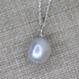 Pendant Sterling Silver Baroque Fresh Water Pearl 10-11mm 2 colours