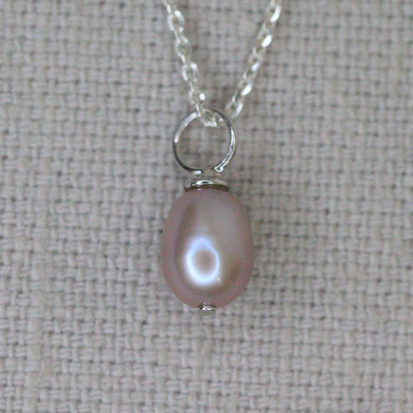 Pendant Sterling Silver Pink Rice Fresh Water Pearl 6-7mm