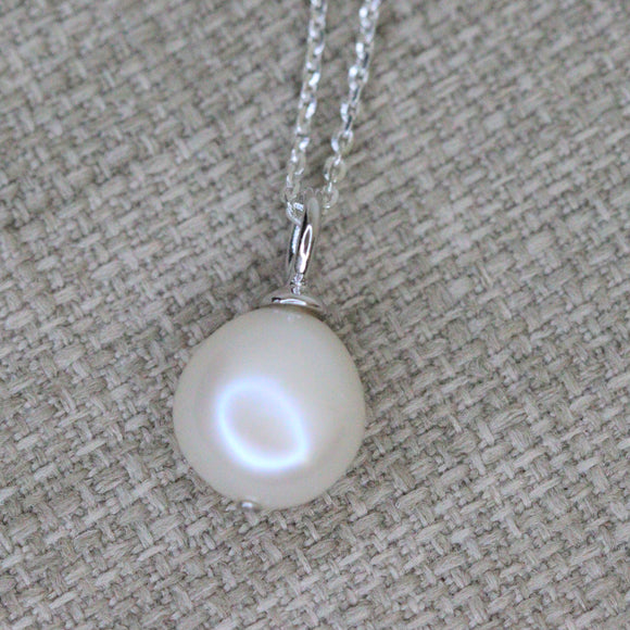 Pendant Sterling Silver Baroque Fresh Water Pearl 10-11mm 2 colours