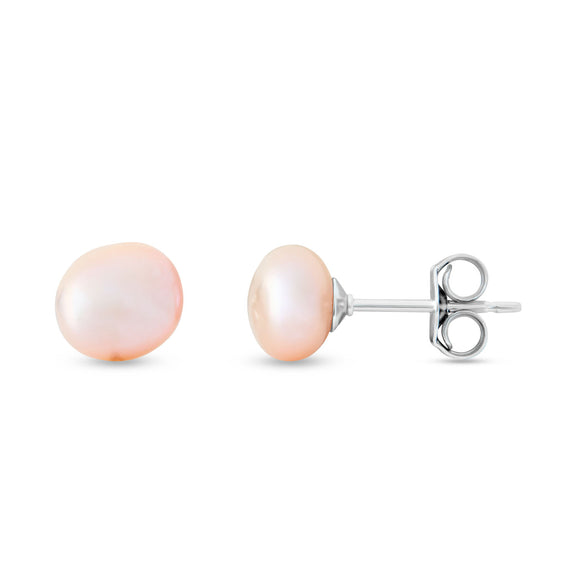 Studs Sterling Silver Pearl Pink Fresh Water Baroque