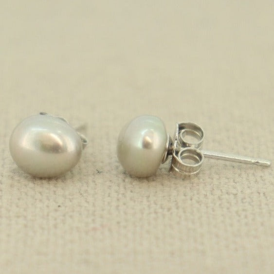 Studs Sterling Silver Pearl Grey Fresh Water Baroque