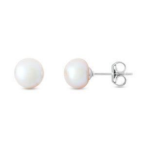 Studs Sterling Silver Pearl Grey Button Fresh Water.