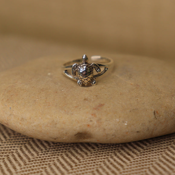 Turtle Toe Ring Sterling Silver