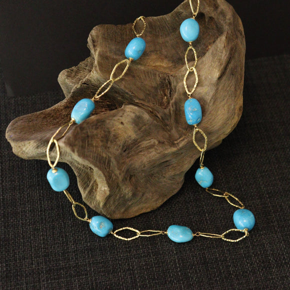 Sleeping Beauty Turquoise & 18ct Gold Necklace