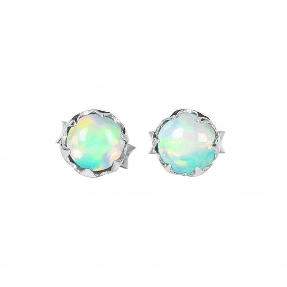 Studs Sterling Silver Opal 4mm Crown Setting