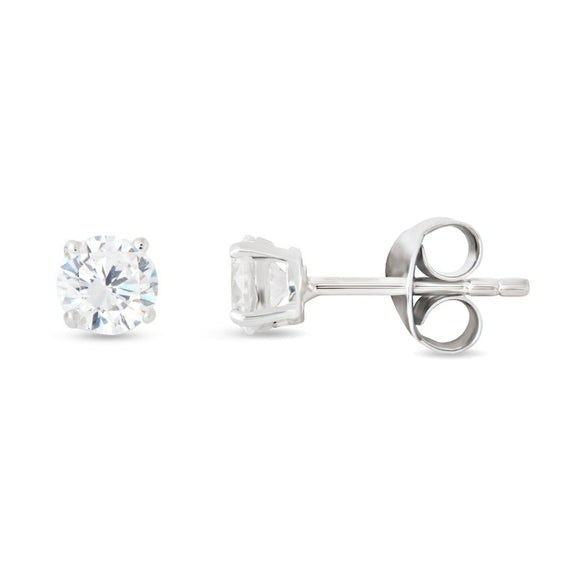 Studs Sterling Silver Cubic Zirconia 5mm Claw Set